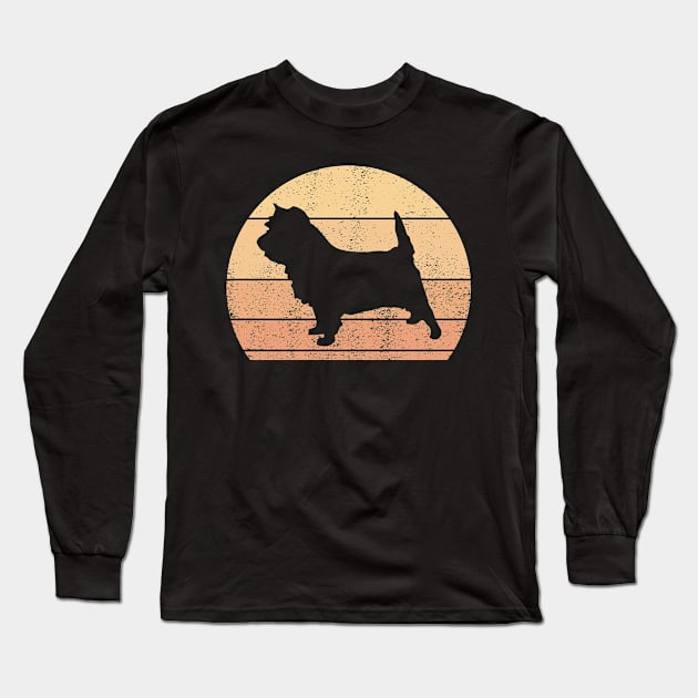 Retro Sunset Cairn Terrier Dog Long Sleeve T-Shirt by Shirtjaeger